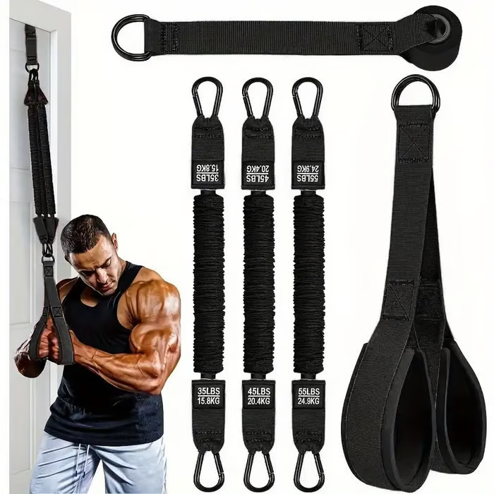 225LBS Heavy Duty Cable Resistance Band Home Gym Training Set