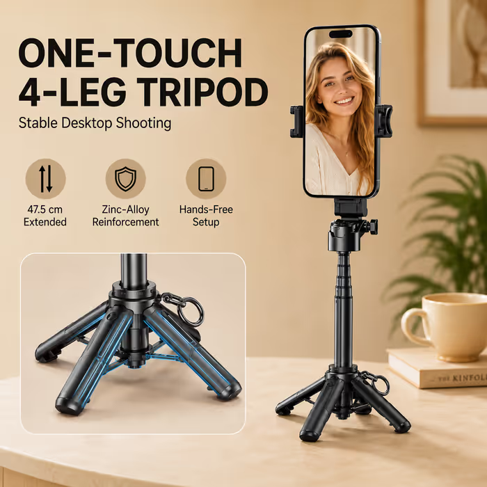 đ¸ WONEW Z3 Magnetic Selfie Stick Tripod â Zoomable Mini Palm Grip with Focus Adjustment Dial, 360° Rotation Stand, Bluetooth Remote & Universal MagSafe Phone Mount for Travel & Vlogging