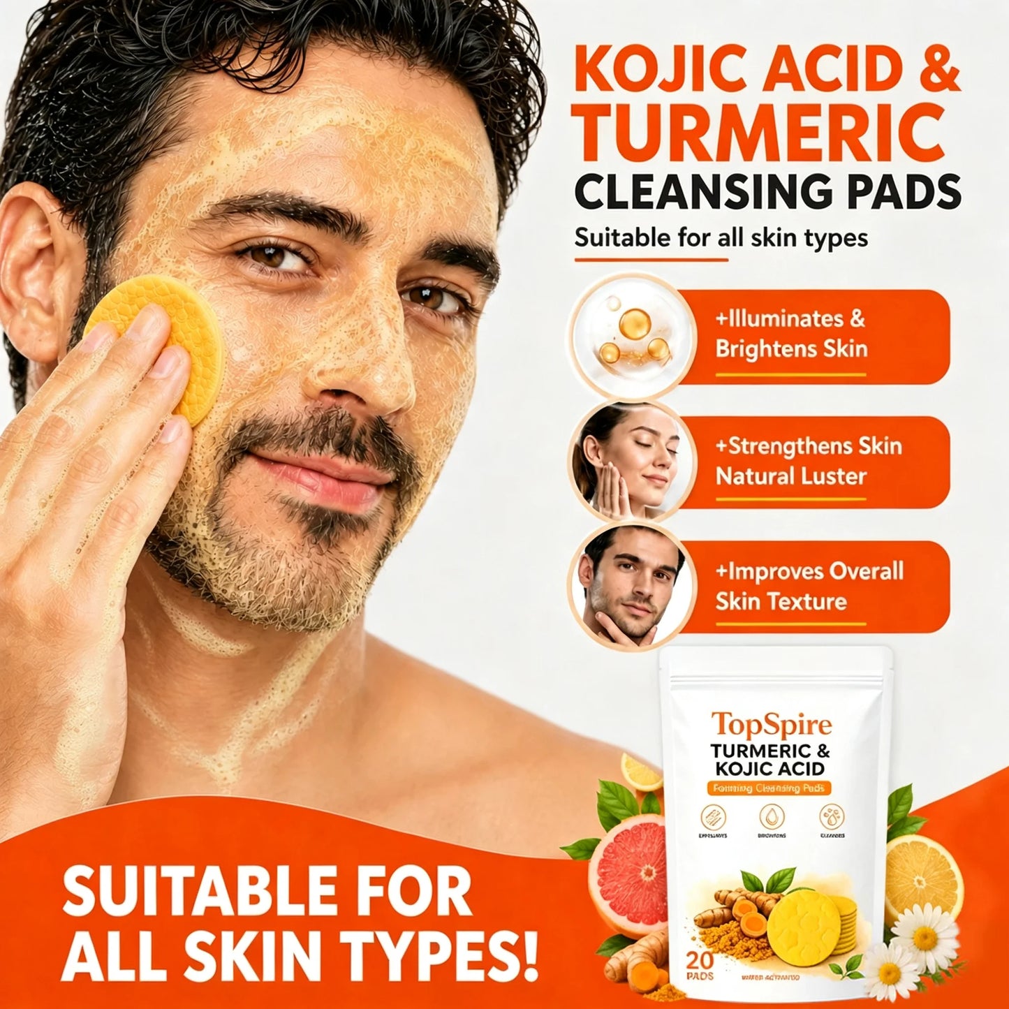🔥Last Day 68% OFF-TopSpire Turmeric Kojic Glow Pads