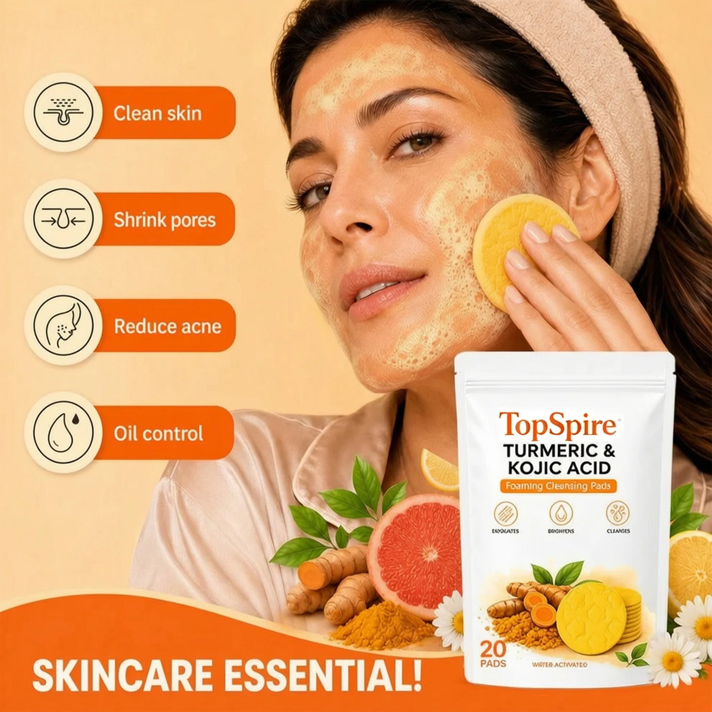 🔥Last Day 68% OFF-TopSpire Turmeric Kojic Glow Pads