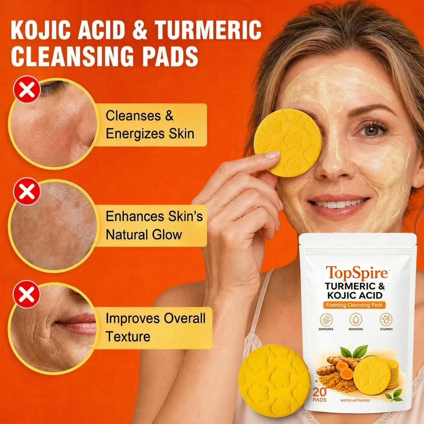 🔥Last Day 68% OFF-TopSpire Turmeric Kojic Glow Pads