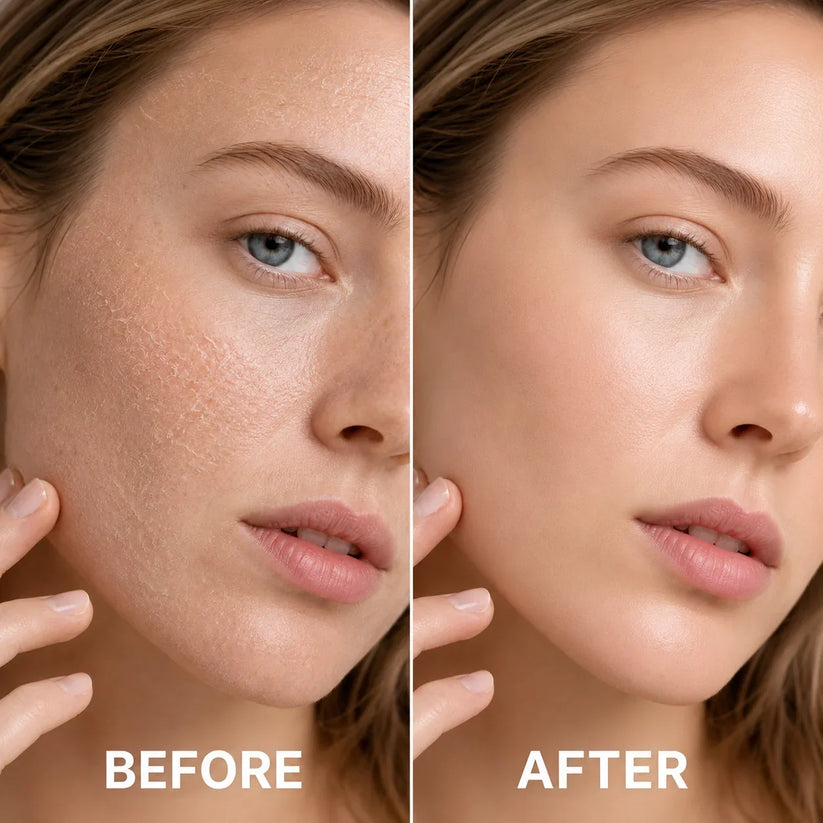 Before and after comparison for dry skin
