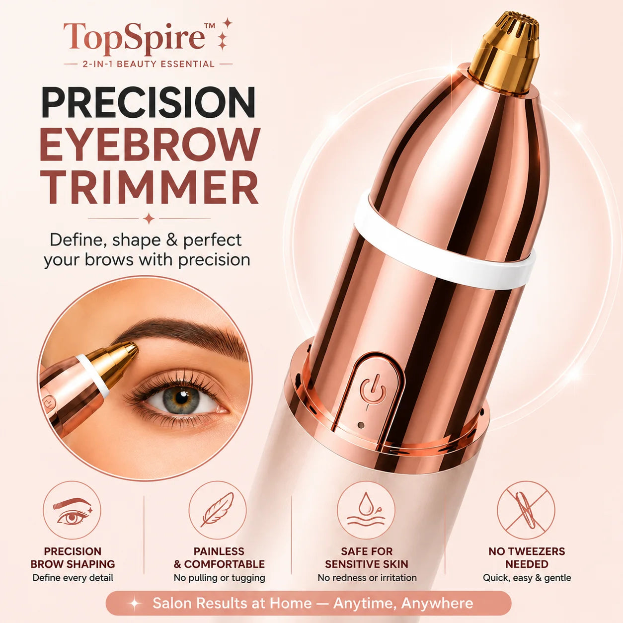 TopSpire – 2-in-1 Eyebrow & Facial Hair Trimmer