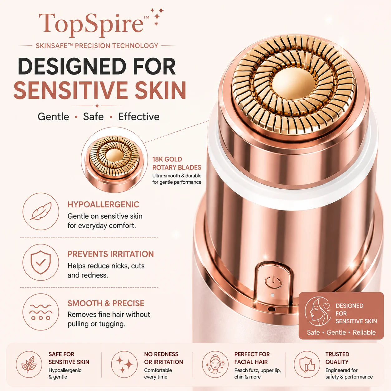 TopSpire – 2-in-1 Eyebrow & Facial Hair Trimmer