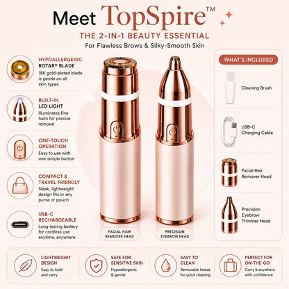 TopSpire – 2-in-1 Eyebrow & Facial Hair Trimmer