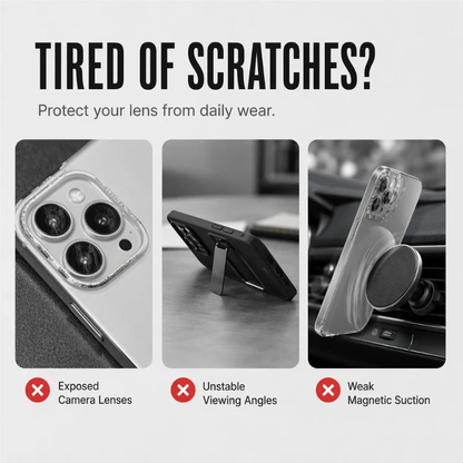 ✨ One Case, Three Upgrades – Magnetic, Flip Lens Cover & No-Bulk Stand. Fits iPhone 13-17.