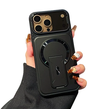✨ One Case, Three Upgrades – Magnetic, Flip Lens Cover & No-Bulk Stand. Fits iPhone 13-17.