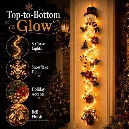 🎄MerryCascade™ Glowing Christmas Door Hanger | 6 Festive Lighted Designs with Warm Glow, Dimensional Details & Space-Saving Vertical Décor ✨
