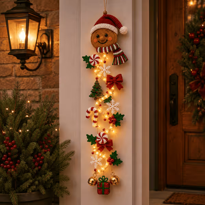 🎄MerryCascade™ Glowing Christmas Door Hanger | 6 Festive Lighted Designs with Warm Glow, Dimensional Details & Space-Saving Vertical Décor ✨