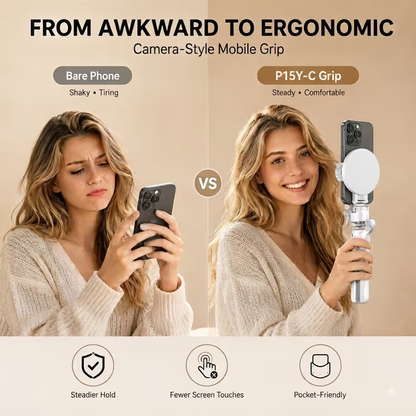 📸 WONEW Z3 Magnetic Selfie Stick Tripod – Zoomable Mini Palm Grip with Focus Adjustment Dial, 360° Rotation Stand, Bluetooth Remote & Universal MagSafe Phone Mount for Travel & Vlogging