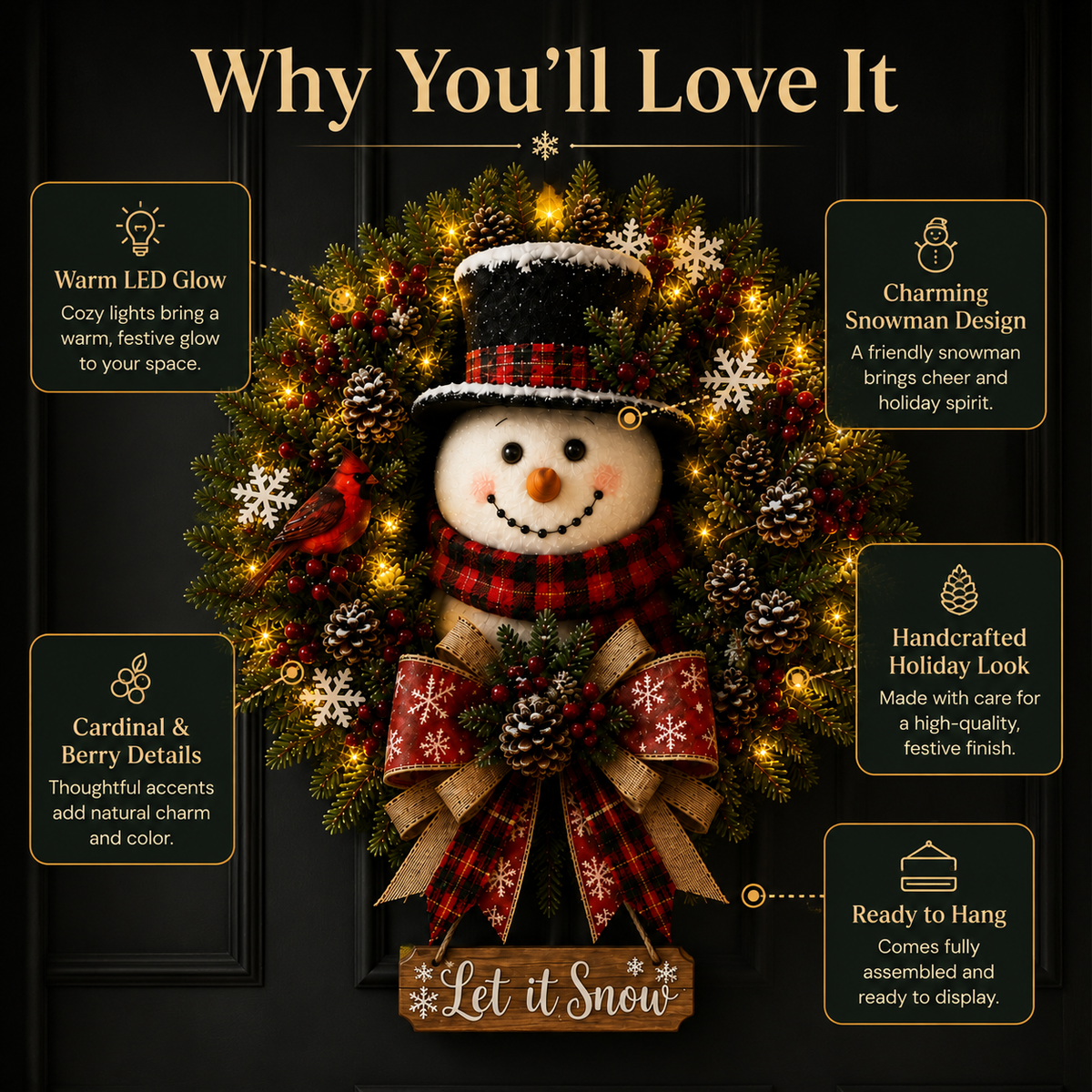 🔥Hot Sale 49% OFF-⛄ Snowman Glow Christmas Wreath