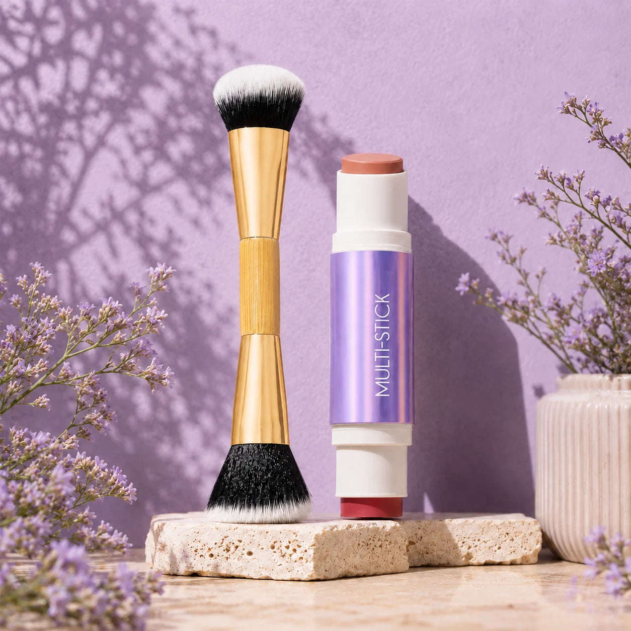 Double Ended Cream Blush and Bronzer Stick with Brush