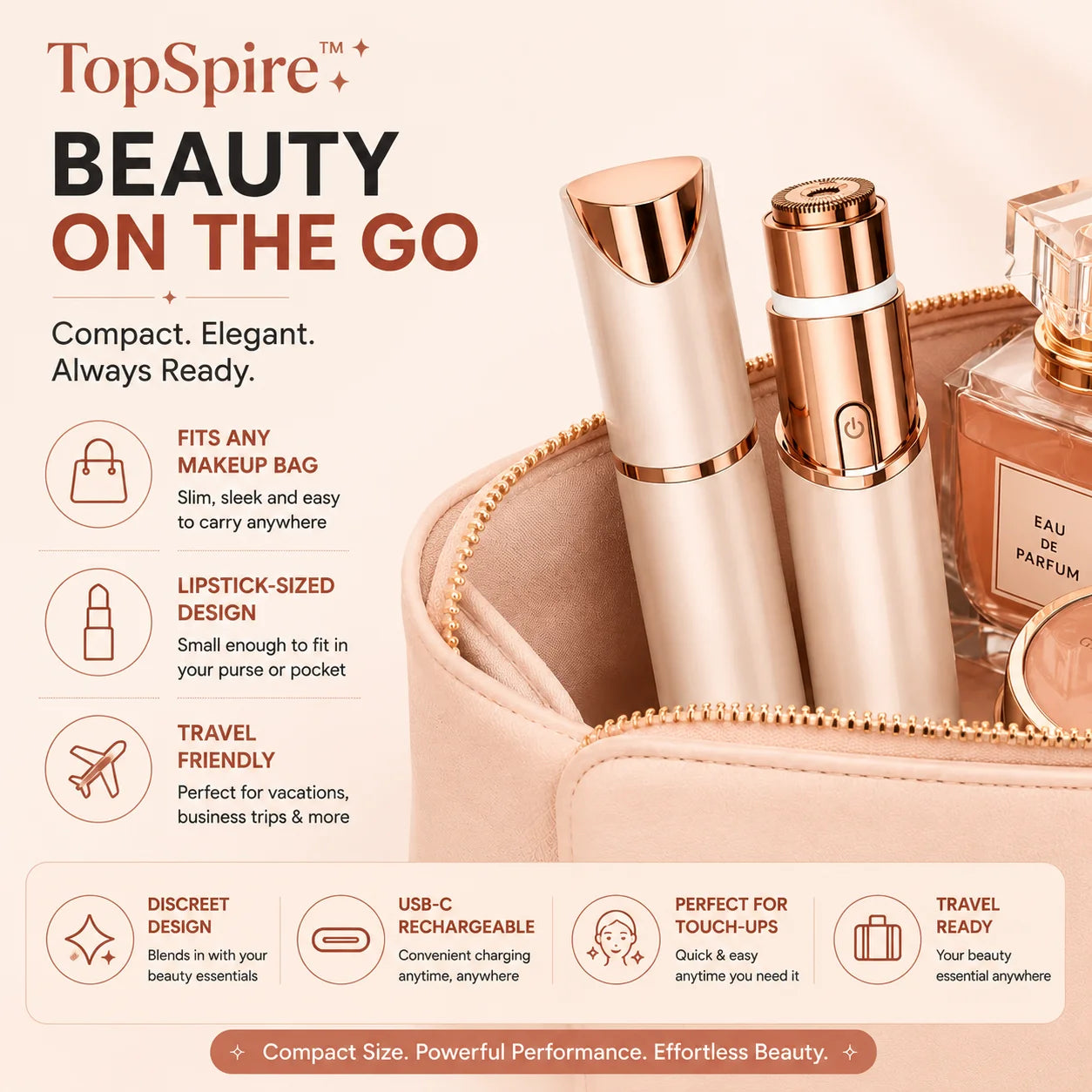TopSpire – 2-in-1 Eyebrow & Facial Hair Trimmer