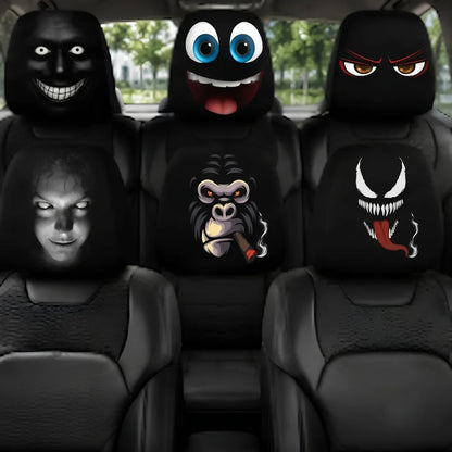 🔥Funny Cartoon Car Headrest Covers – 2PCS Universal Fit