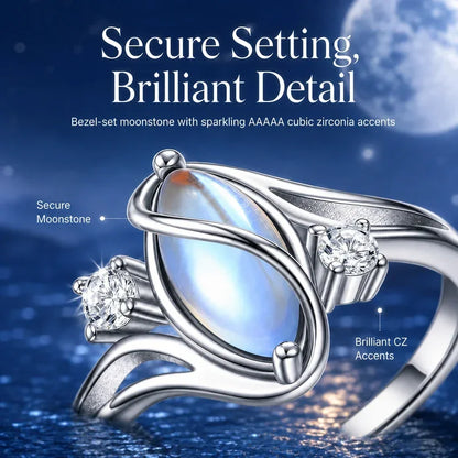 925 Sterling Silver Rainbow Moonstone Ring