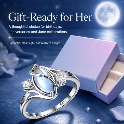 925 Sterling Silver Rainbow Moonstone Ring