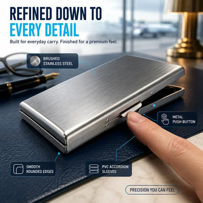 🔒 RFID-Blocking Stainless Steel Card Wallet – 6/10-Card Slim Organizer