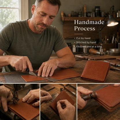🔥100% Handmade Full-Grain Leather Wallet (Daniel Brooks 𝐇𝐚𝐧𝐝𝐦𝐚𝐝𝐞®) - BUY 2 FREE SHIPPING