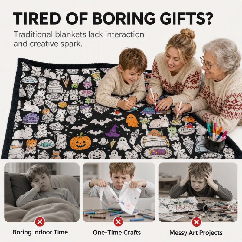 ✨Last Day 49% OFF🎨Family DIY Coloring Blanket for All Ages-Perfect Gift For Family & Friends🎁）